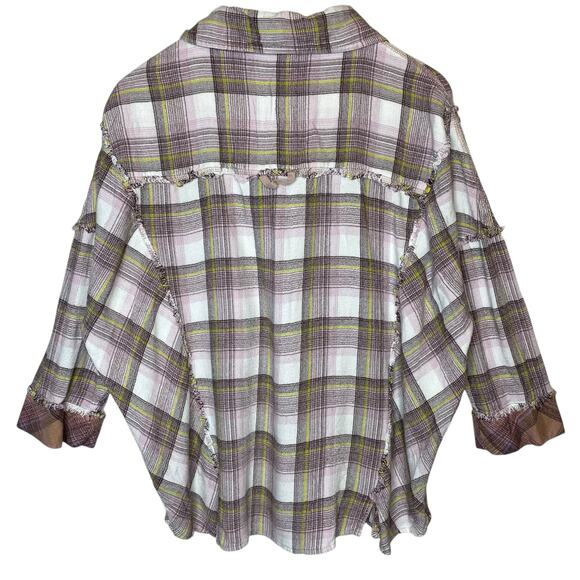 Free People Fallin for Flannel Sleep Shirt Plaid size Small - Picture 3 of 4